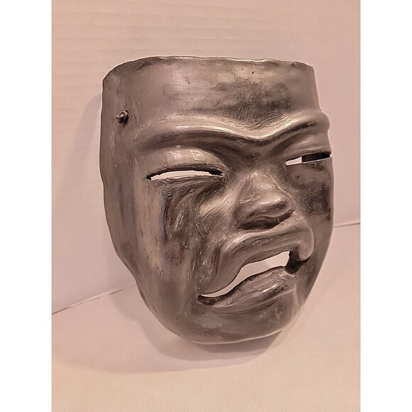 Vintage Oaxaca Mexico Black Pottery Mask Folk Art Face Tribal Aztec Mayan Wall - Picture 2 of 13